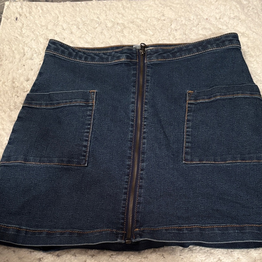 Refuge Dark Blue Denim Mini Skirt